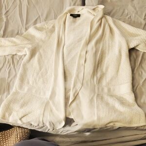 Alfani White Open Knit Cardigan